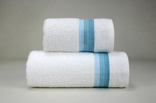 Ručník a osuška Ombre bílý s aqua pruhem  