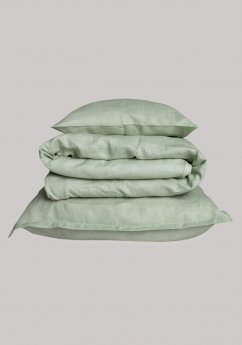 Lněné povlečení Creamy green