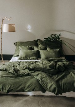 Lněné povlečení Moss green