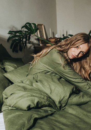Lněné povlečení Moss green (3)